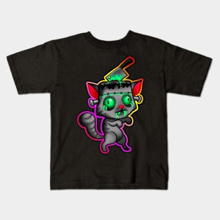 Zombie cat with outline Kids T-Shirt